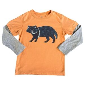 Tea Collection size 6 Boys orange cotton raccoon animal long sleeve shirt